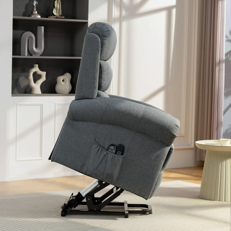 HOMCOM Fauteuil releveur électrique, fauteuil relax électrique avec fonction massage et chauffage, 87 x 87,5 x 108 cm, gris