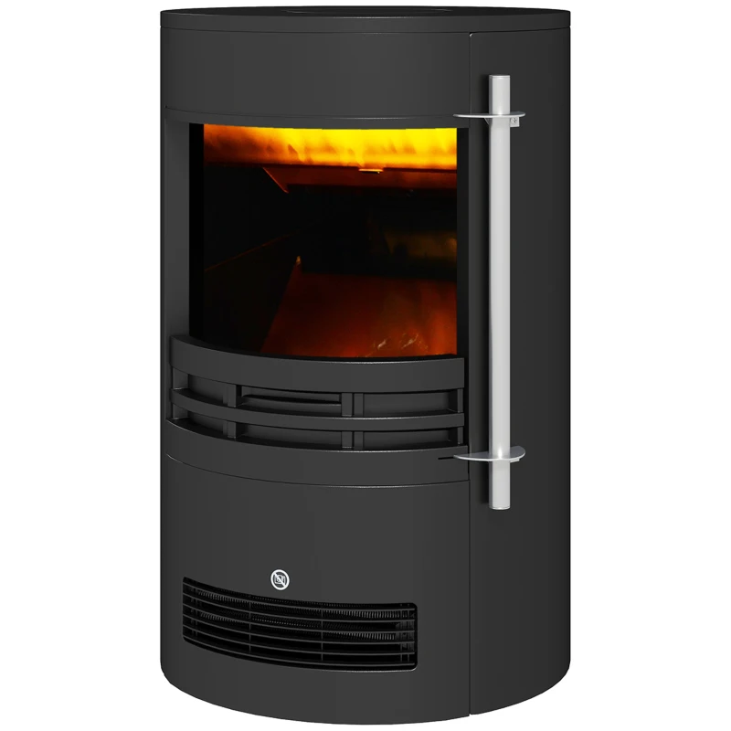 HOMCOM 1000W/2000W Freestanding Electric Fireplace, Indoor Heater Fire Stove with Log Burner Effect Flame, Thermostat Control