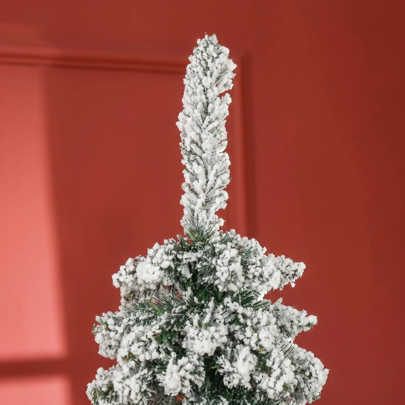 HOMCOM Brad de Crăciun înzăpezit cu 3 secțiuni și 490 de ramuri din metal și plastic, 54x54x210 cm, verde