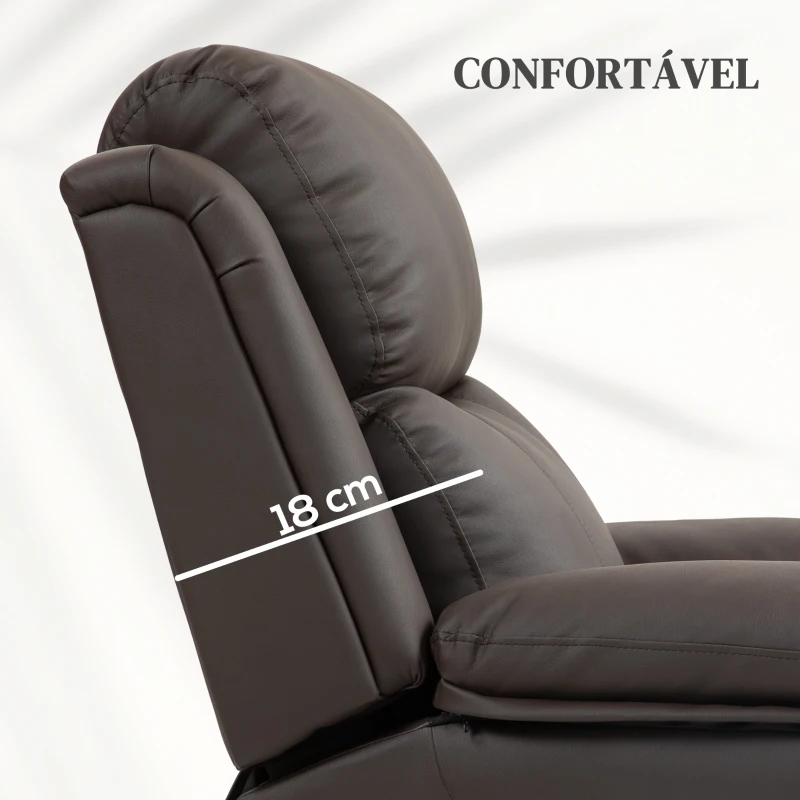 HOMCOM Poltrona Relax Levanta Pessoas com Controle Remoto Reclinação Elétrica de 160° Apoio para os Pés 76x90x105 cm Castanho Escuro
