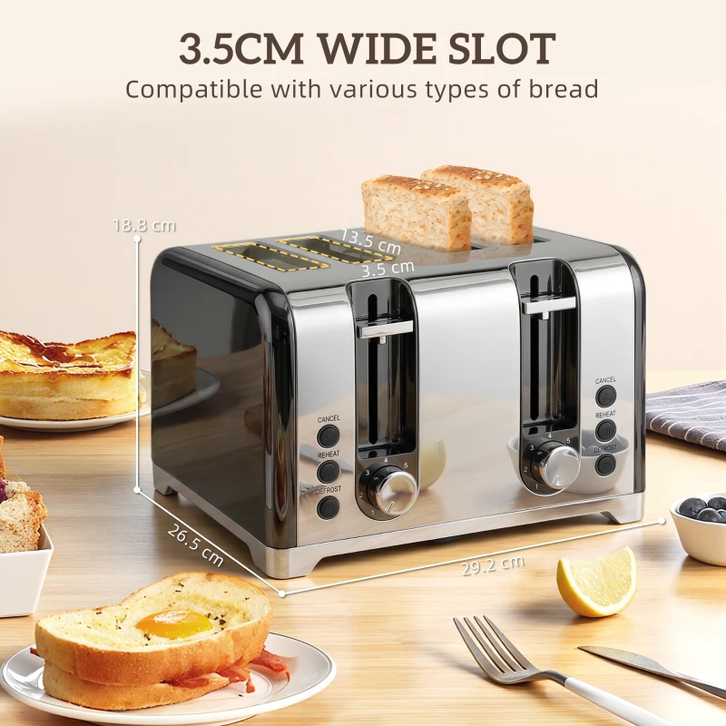 HOMCOM Retro 3000W Kettle and Toaster Set - Black