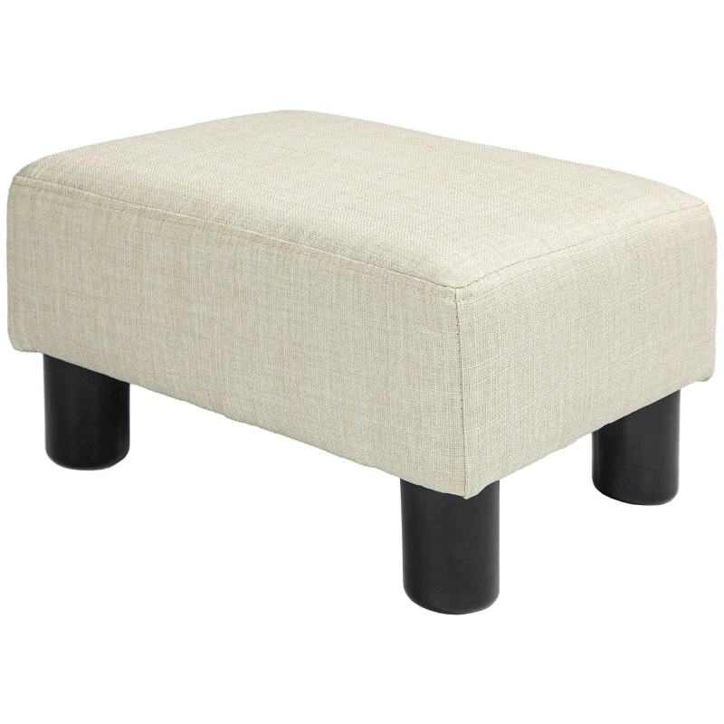HOMCOM Pouf repose-pied tabouret bas en tissu de lin capacité de charge 110 Kg 40 x 30 x 24 cm beige