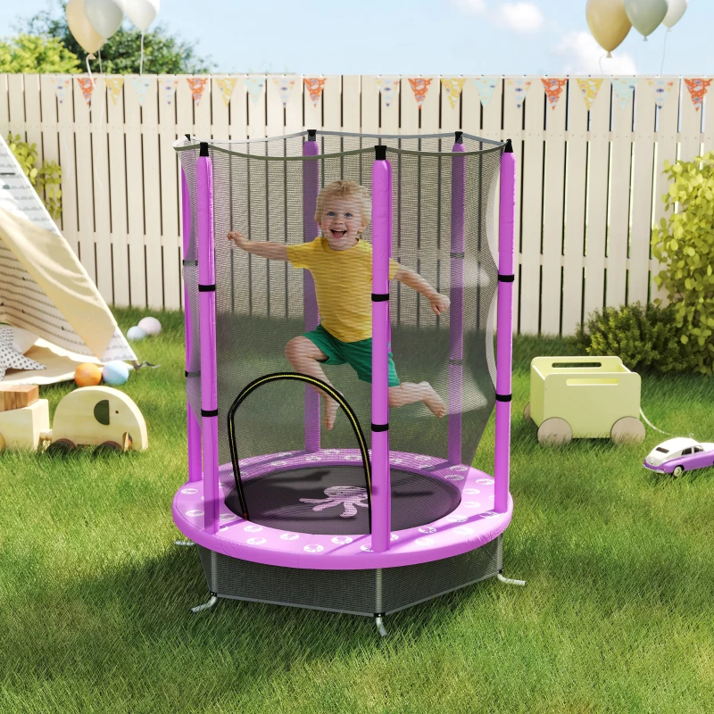 AIYAPLAY Kindertrampolin mit Sicherheitsnetz, für den Innen- und Außenbereich, 3-6 Jahre, Violett