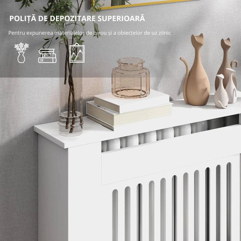 HOMCOM Copertă de Ventilație, Copertă de Căldură, 78 x 19 x 81 cm, Copertă de Căldură pentru Dormitor, Sufragerie, MDF, Alb