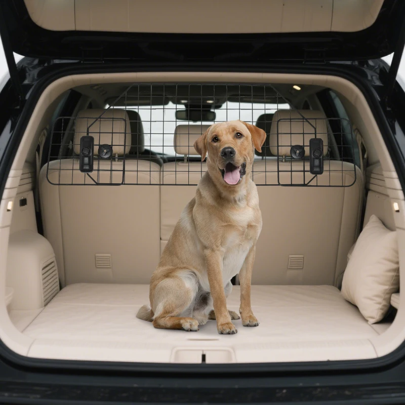 PawHut Grille de protection universelle pour chien barrière de sécurité de voiture pour chiens largeur ajustable 90-120 cm noir
