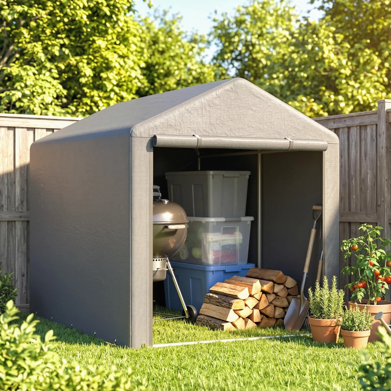 Outsunny 2.2 x 1.6 m Outdoor Storage Tent, with Accessories - Light Grey