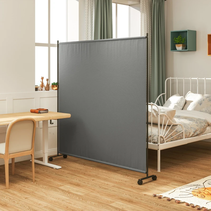 Outsunny Panneau brise-vue paravent extérieur sur roulettes pour le jardin, terrasse, balcon - dim. 183L x 30l x 181H cm - gris