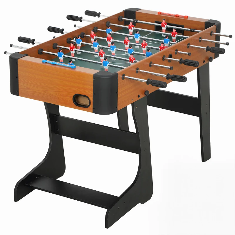 SPORTNOW Baby-foot pliable en bois table de babyfoot pliable sur pied avec 2 balles 22 joueurs, 118 x 107,5 x 78 cm, marron