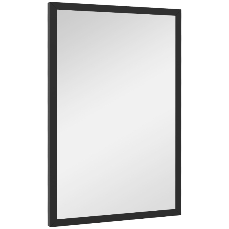 HOMCOM Oglindă de Perete Dreptunghiulară cu Agățători, din Sticlă și MDF, 40x60 cm, Negru