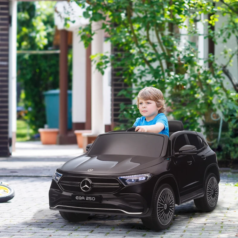HOMCOM Carro Elétrico para Crianças Mercedes-Benz EQA 12V com Música Buzina Velocidade 3-8 km/h 111,5x69x52,5 cm Preto