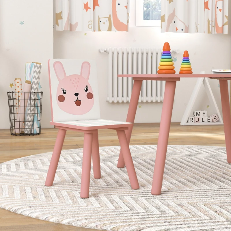 ZONEKIZ Conjunto para Crianças Inclui 1 Estante para Brinquedos com 2 Caixas de Tecido não Tecido e 1 Mesa com 2 Cadeiras Rosa