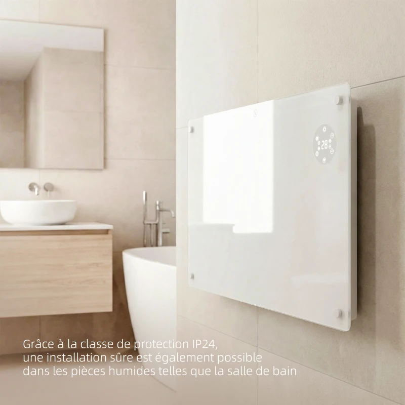HOMCOM Radiateur électrique au sol ou mural 1500W affichage LED, minuterie 24 heures ou hebdomadaire, thermostat, télécommande