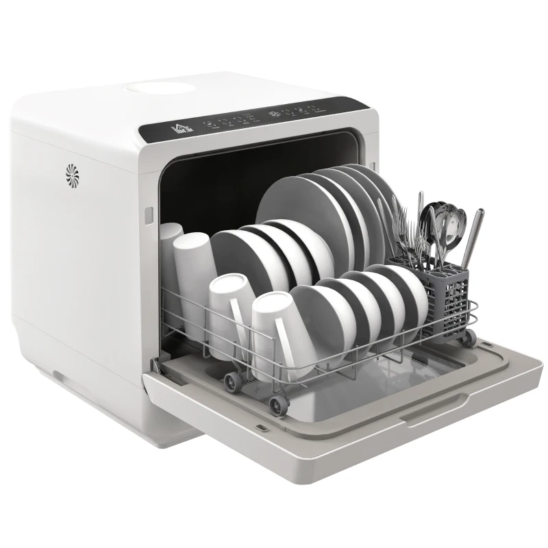 HOMCOM Six-Programme Countertop Dishwasher - White