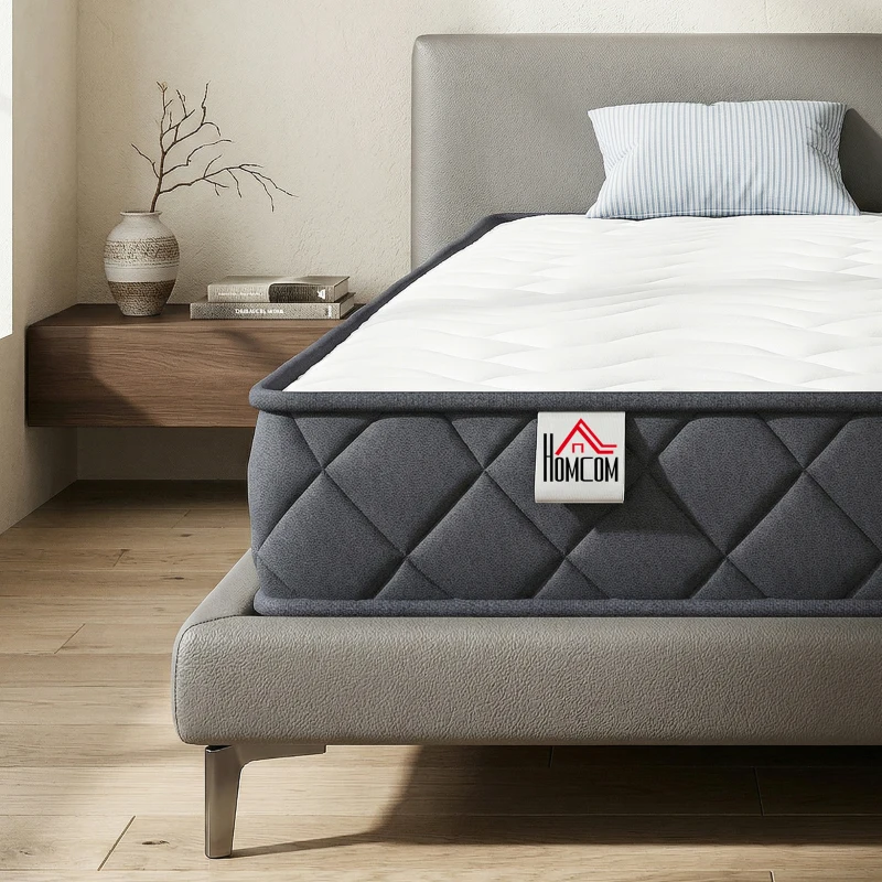 HOMCOM Matelas 90x190cm, matelas 1 personnes, mousse à mémoire de forme, 20cm d'épaisseur, certifié Oeko-Tex, fermeté moyenne