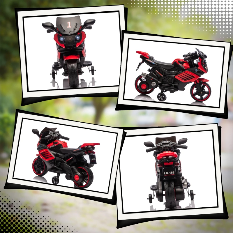 AIYAPLAY Moto électrique enfants 6 V, voiture électrique enfants avec roues d'entraînement, effets lumineux et sonores, rouge