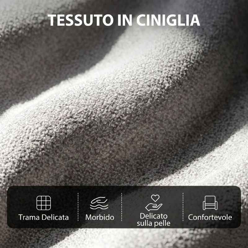 HOMCOM Poltrona Massaggiante e Reclinabile a 160° con Poggiapiedi e Telecomando, 66x91x108 cm, in Ciniglia Grigio Chiaro