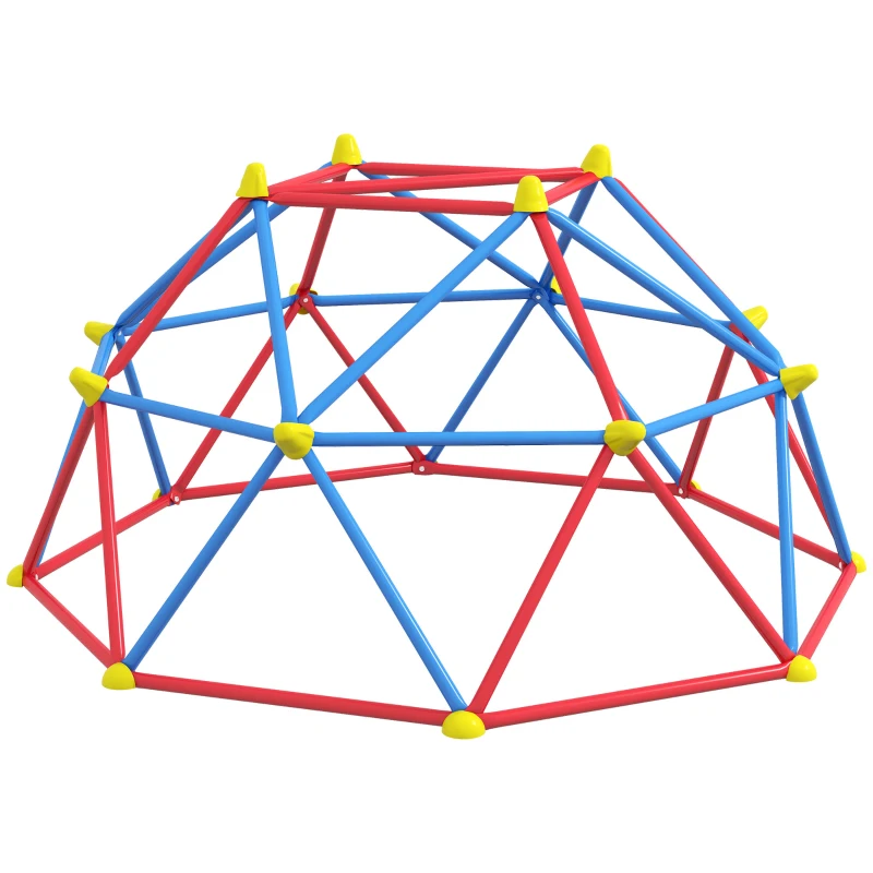 Outsunny Cúpula de Escalada Juego de Cúpula Geométrica para 3-8 Años con Marco de Metálico Carga 180 kg Ø183x90 cm Rojo y Azul