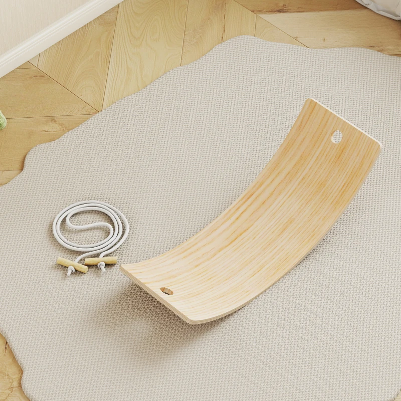 AIYAPLAY Kids Wooden Balance Board with Rope, Wooden Wobble Board with Felt for Sensory Play, for Toddler 3-6 Years Old