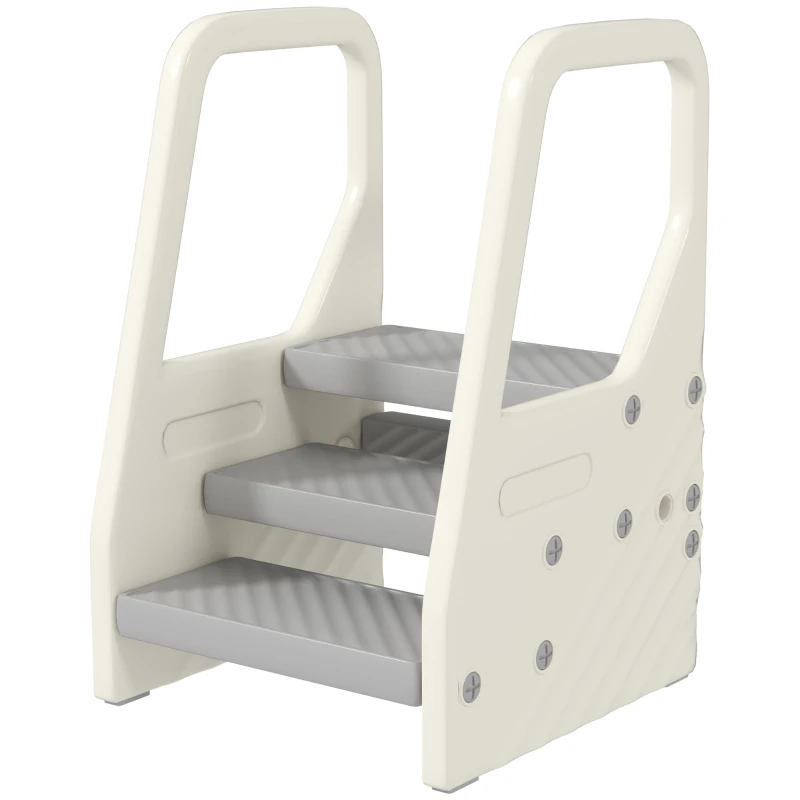 AIYAPLAY Banco Infantil Ajustável de 2 a 3 Degraus Torre de Aprendizagem Escada para Crianças de 2-5 Anos 43x42x65,5 cm Cinza
