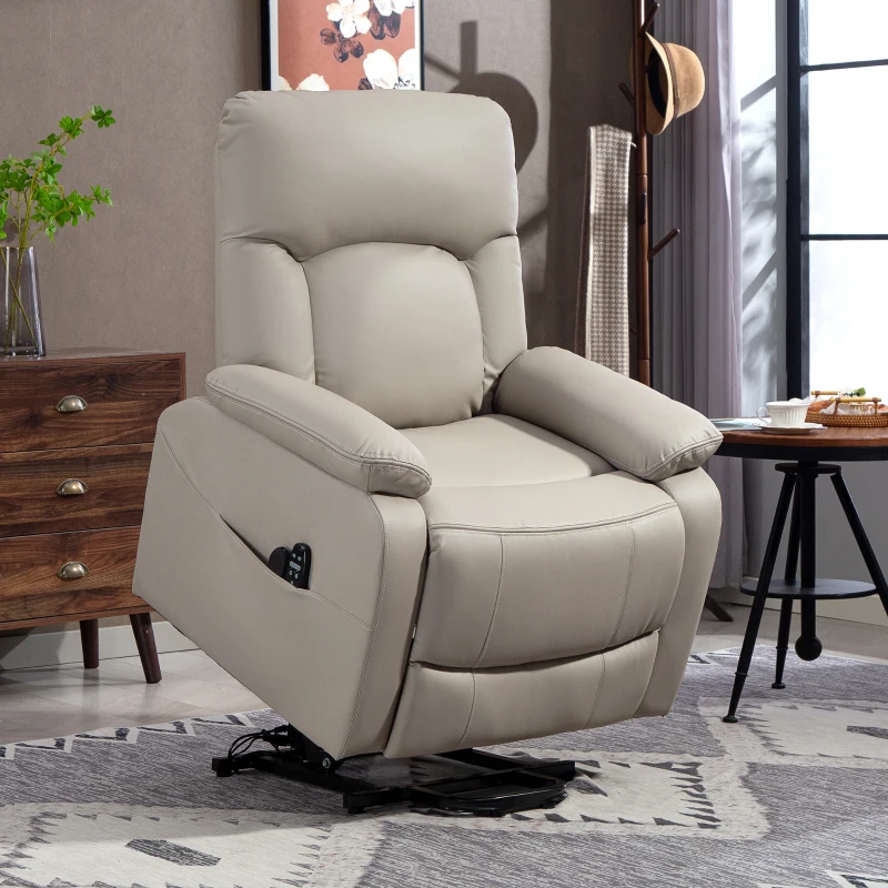 HOMCOM Fauteuil releveur électrique, fauteuil relax électrique avec fonction massage et chauffage, 89 x 94,5 x 103 cm, gris(m-10)
