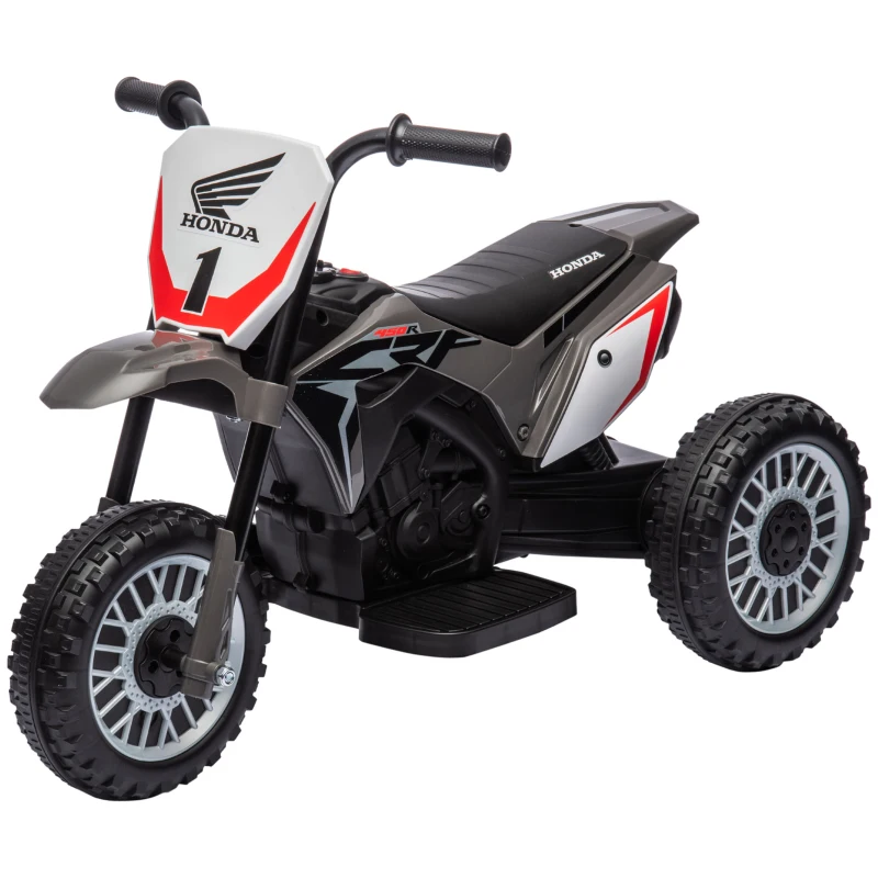 HOMCOM Moto cross éléctrique pour enfant licence Honda CRF450RL 3 roues batterie 6V enfants 18-36 mois gris