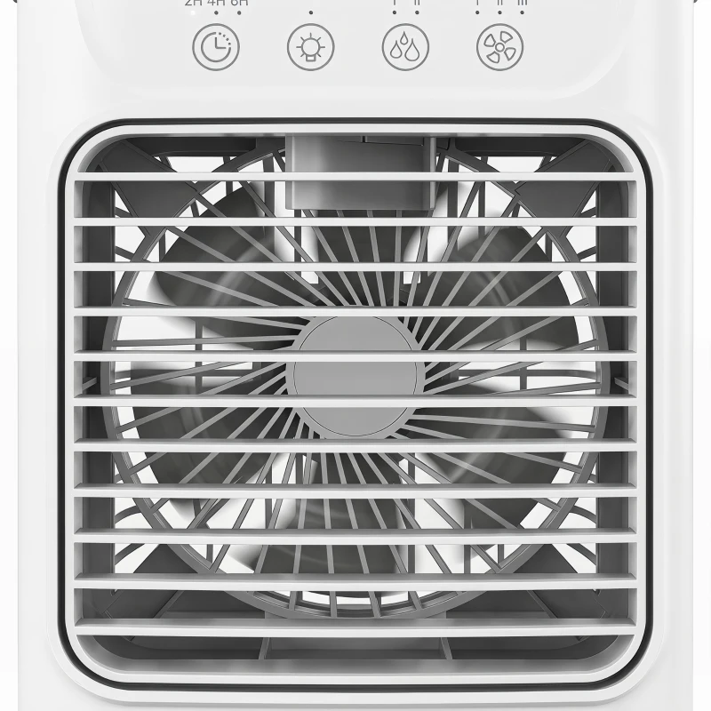 HOMCOM Rafraîchisseurs d'air par évaporation, ventilateur, 3 vitesses, 2 modes brumisation, éclairage LED RGB 7 LED, blanc