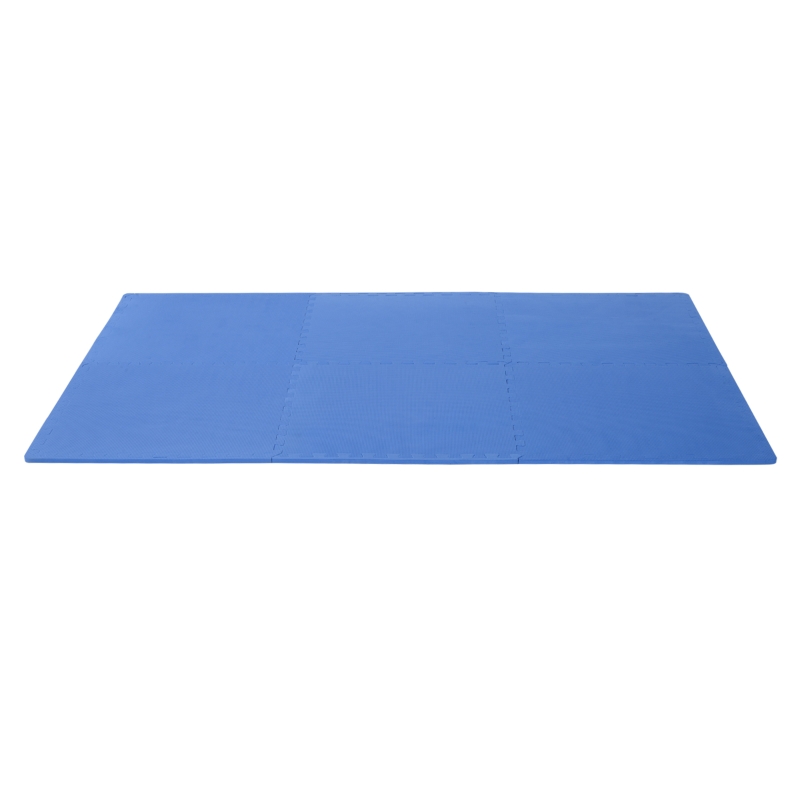 HOMCOM Tapis en Mousse de Protection Sol Tapis de Fitness 62 cm x 62 cm x 1 cm avec Bordures Tapis Puzzle 25 pièces 9,3 m² de Surface Bleu