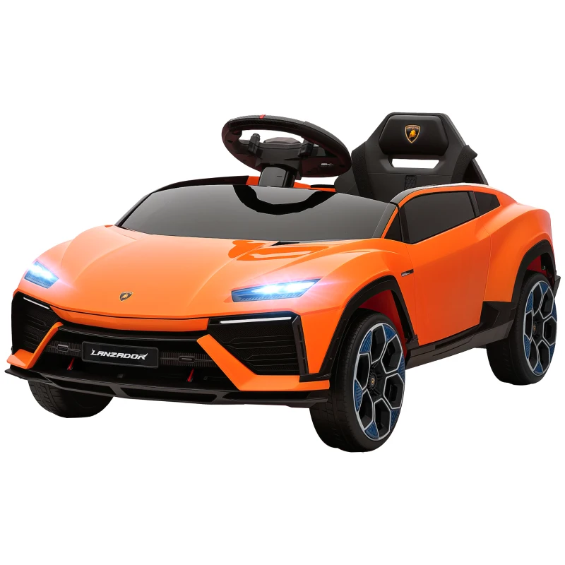 AIYAPLAY Macchina Elettrica per Bambini Licenza Lamborghini con Clacson e Telecomando, 101.5x49x43 cm, Arancione