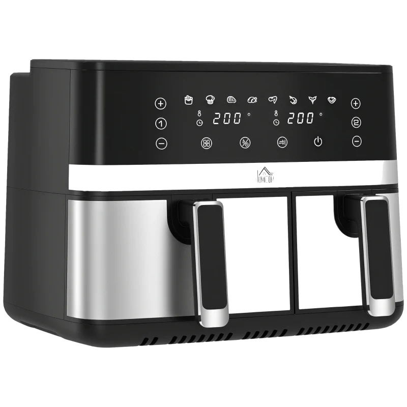 HOMCOM 8.5L Dual Basket Air Fryer, with Sync and Multi-Menu Cooking
