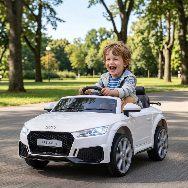 HOMCOM Macchina Elettrica per Bambini 3-5 Anni AUDI TT con Telecomando, Portiere Apribili e Fari LED, Bianco