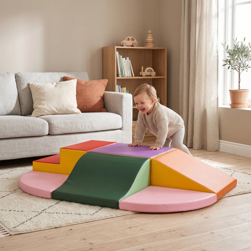 HOMCOM 6 blocs de construction en mousse XXL pour enfants - normes EN71-1-2-3 - mousse EPE Revêtement synthétique