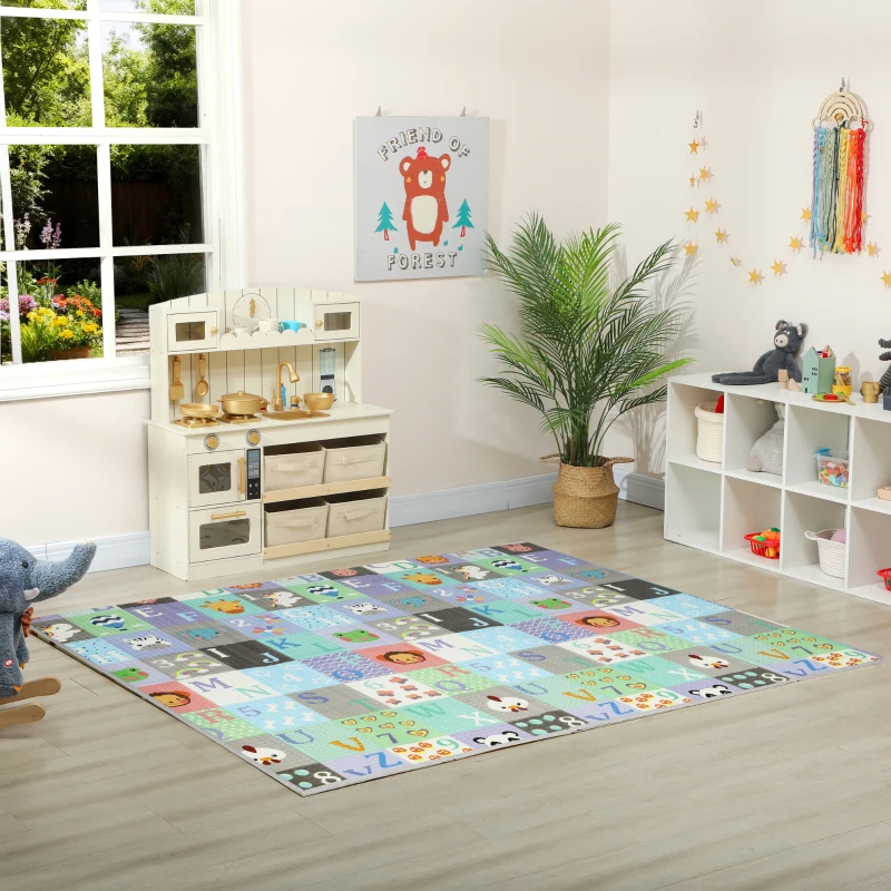 AIYAPLAY Covor pentru Copii 0-3 Ani cu Numere și Litere și Suprafață Impermeabilă, din XPE, Multicolor, 180x150x1 cm