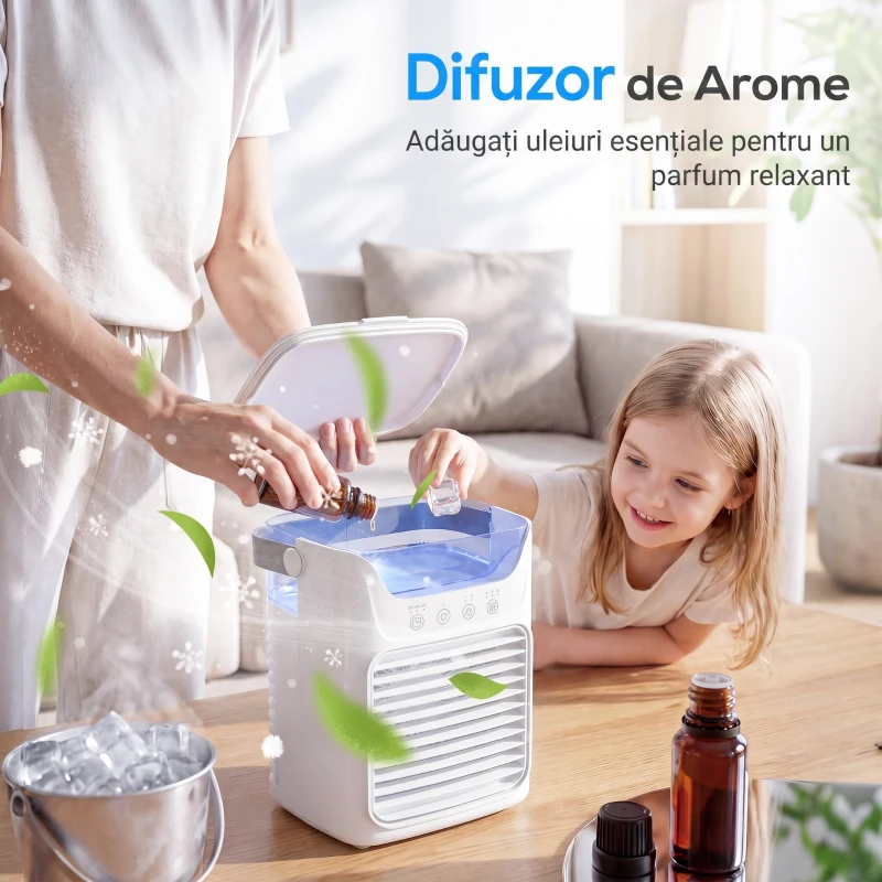 HOMCOM Ventilator de Birou Ventilator Mic cu Cap Reglabil 21cm