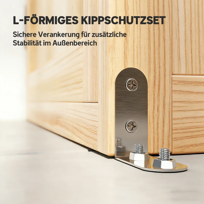 Outsunny Gartenschrank Holz Geräteschuppen 82 x 50 x 190cm Geräteschrank mit Asphaltdach 4 Türen 2 abnehmbar Ablagen Kippschutz