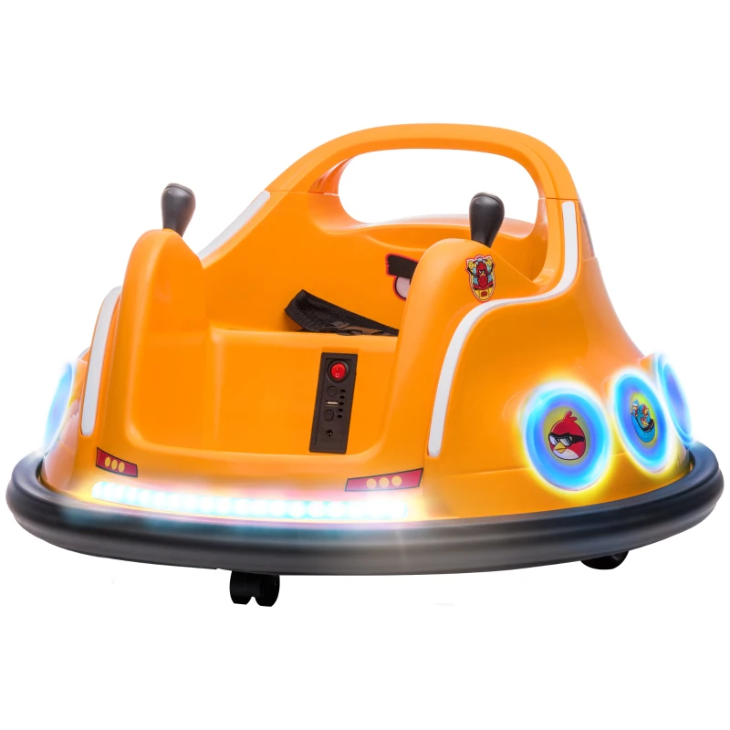 AIYAPLAY Angry Bird Licensed Waltzer Car, 12V Kids Bumper Car w/ Joysticks, Remote, Music LED Lights, Orange