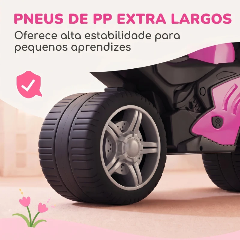 AIYAPLAY Mota de Equilíbrio Infantil sem Pedais com Música e Rodas Extra Largas para Crianças dos 18–36 Meses Rosa