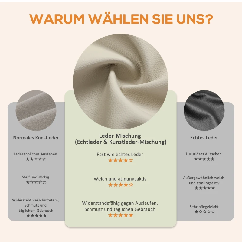HOMCOM Elektrischer Massagesessel, Kunstlederbezug, Fußstütze, Seitentasche, Beige