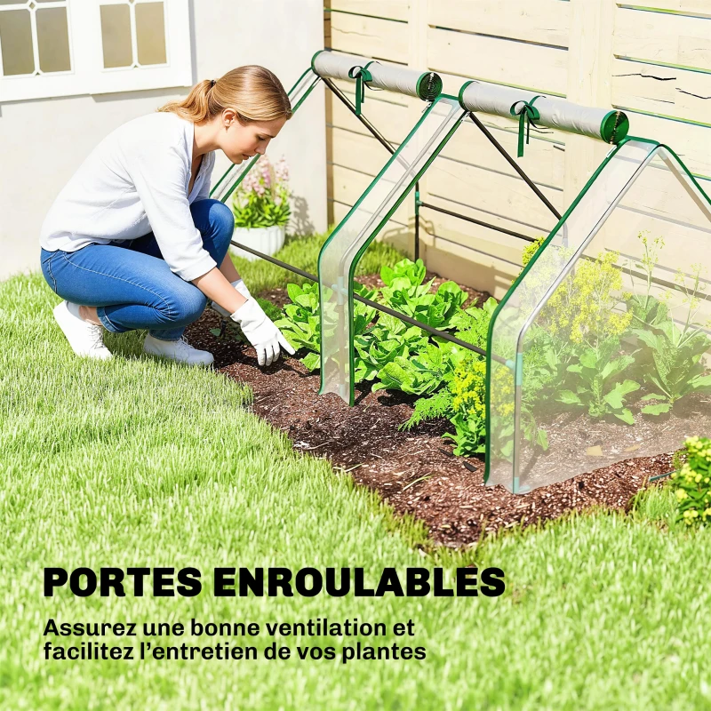 Outsunny Mini Serre de Jardin Mini serre Tunnel Toit Pointu Acier Anti-UV Fenêtres, 180x 90x90cm, Transparent