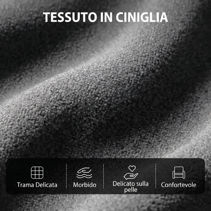 HOMCOM Poltrona Massaggiante e Reclinabile a 160° con Poggiapiedi e Telecomando, 66x91x108 cm, in Ciniglia Grigio Scuro
