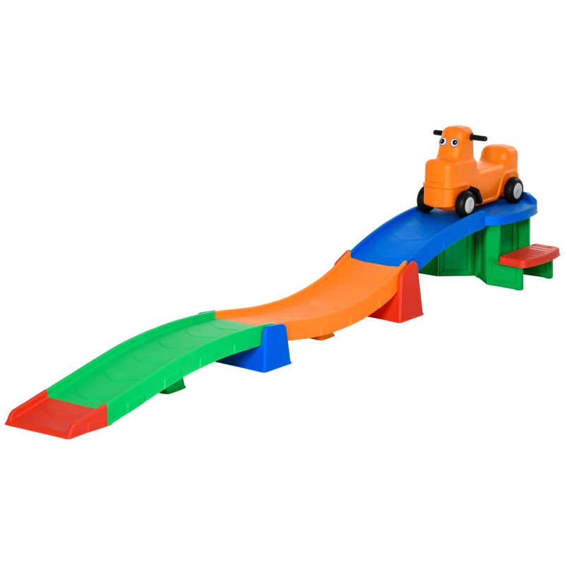 AIYAPLAY 3(m) Four-Piece Ride on Kids Roller Coaster w/ Non-Slip Steps, for Ages 2-5 Years - Multicoloured