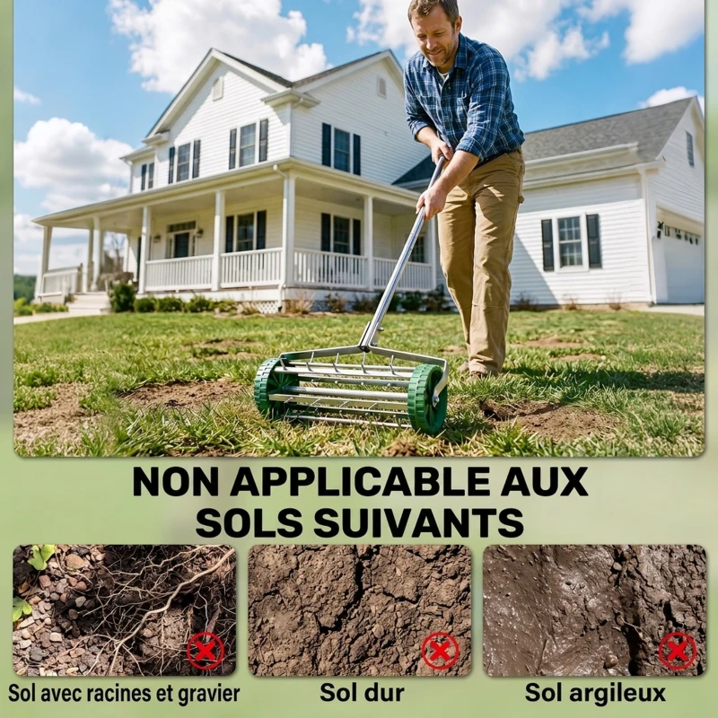 Outsunny Rouleau aérateur pour pelouse avec Manche télescopique 98L x 45l x 87H cm Vert
