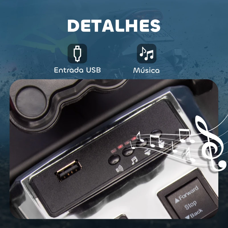 AIYAPLAY Quadricilo Elétrico para Crianças 12V com 2 Motores Velocidade até 5 km/h 3 Rodas Faróis Buzina Música 113x74x63 cm Verde