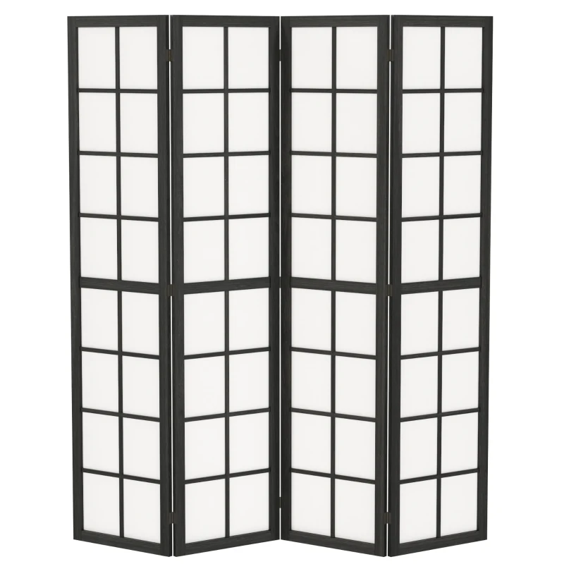 HOMCOM Paravent interieur pliable 4 panneaux 160 x 170 cm séparateur de pièce pour salon chambre à coucher maison, noir