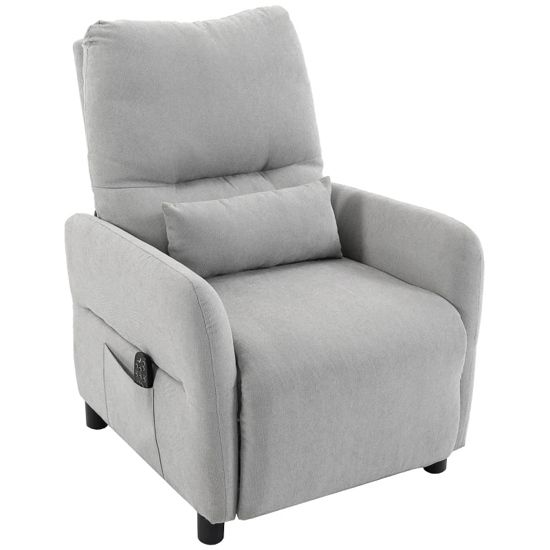 HOMCOM Cadeirão de Massagem Reclinável com Calor Lombar, Assento com Molas, Apoio para os Pés e Almofada Lombar em Tecido Atoalhado Cinzento