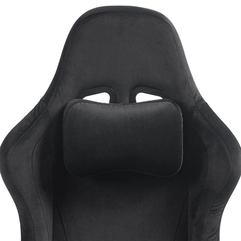 HOMCOM Silla Gaming Ergonómica con Masaje y Cojín Lumbar Calefactable, Sillón Gaming Reclinable en Lino, Reposabrazos 4D, Negro