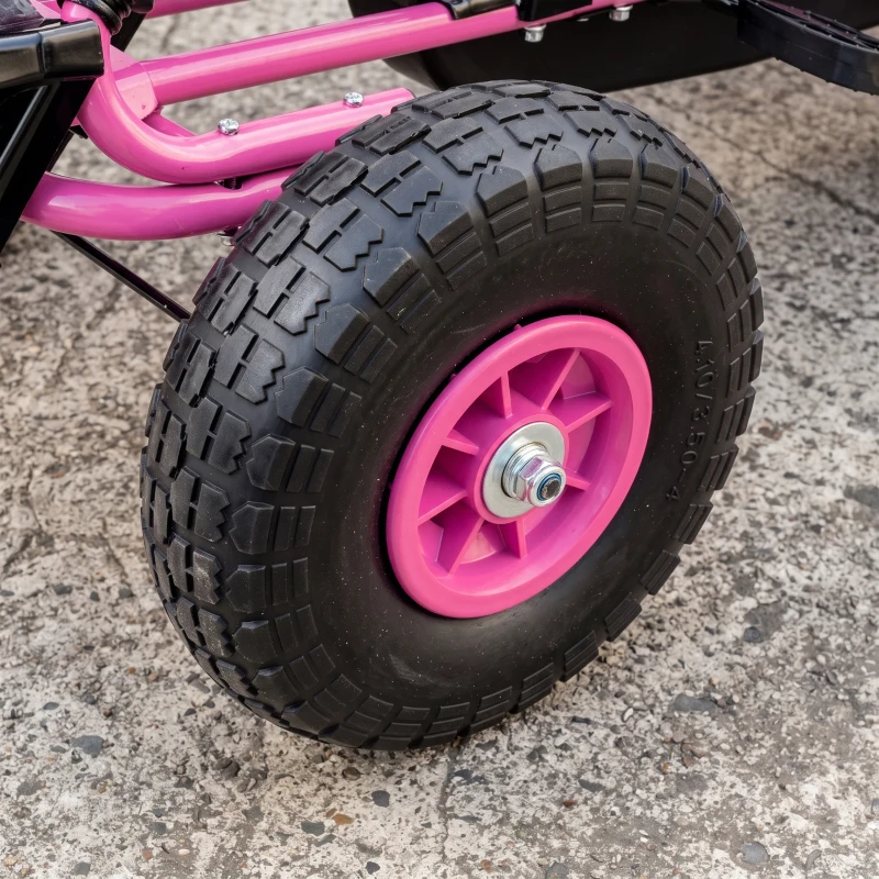 AIYAPLAY Pedal-Gokart für Kinder, höhenverstellbarer Sitz, EVA-Räder, Bremse, Kupplung, 3-8 Jahre, Rosa