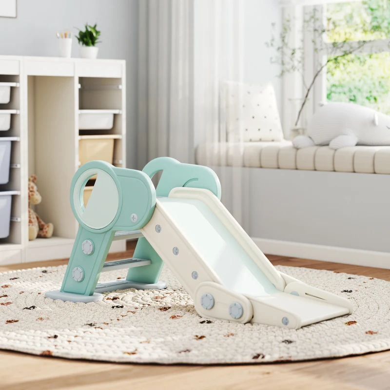 AIYAPLAY Foldable Kids Slide, Freestanding Baby Slide, for Ages 1.5-3 Years, Grey & Green