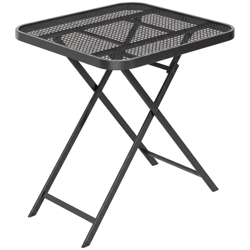 Outsunny Gartentisch klappbar 70 x70 cm, Wetterfest Balkontisch Klapptisch mit Ausschnitt-Design quadrarisch Schwarz