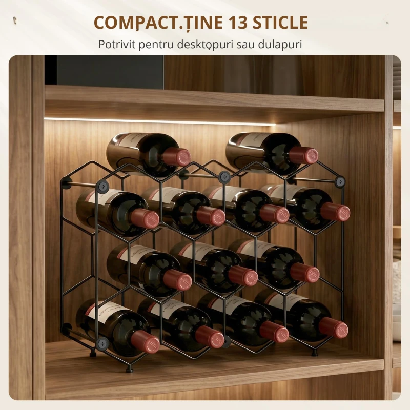 HOMCOM suport sticle masă metal