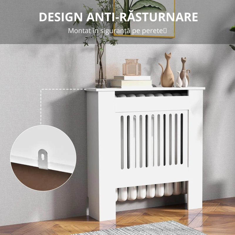 HOMCOM Copertă de Ventilație, Copertă de Căldură, 78 x 19 x 81 cm, Copertă de Căldură pentru Dormitor, Sufragerie, MDF, Alb